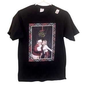 NWT Womens Dolly Parton Dollywood Santa Claus Christmas Holiday T-Shirt Black S